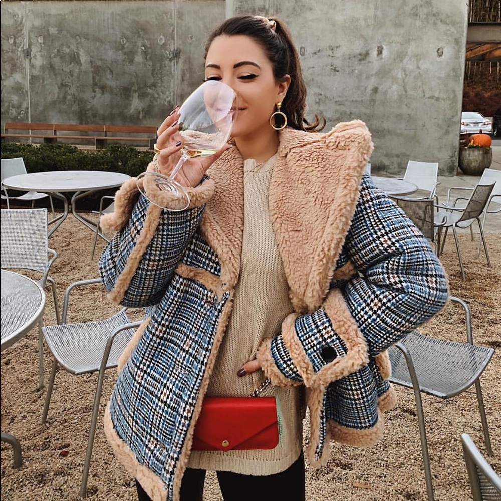 Blue & beige coat